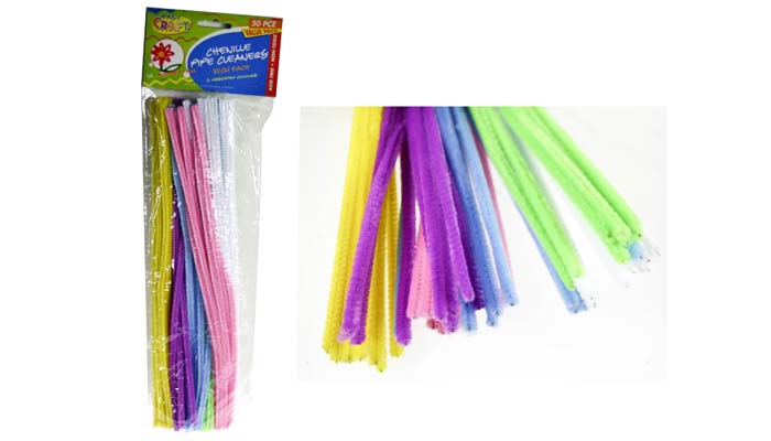 Chenille Stems 6mm Pk 50 Asst Pastel Colours